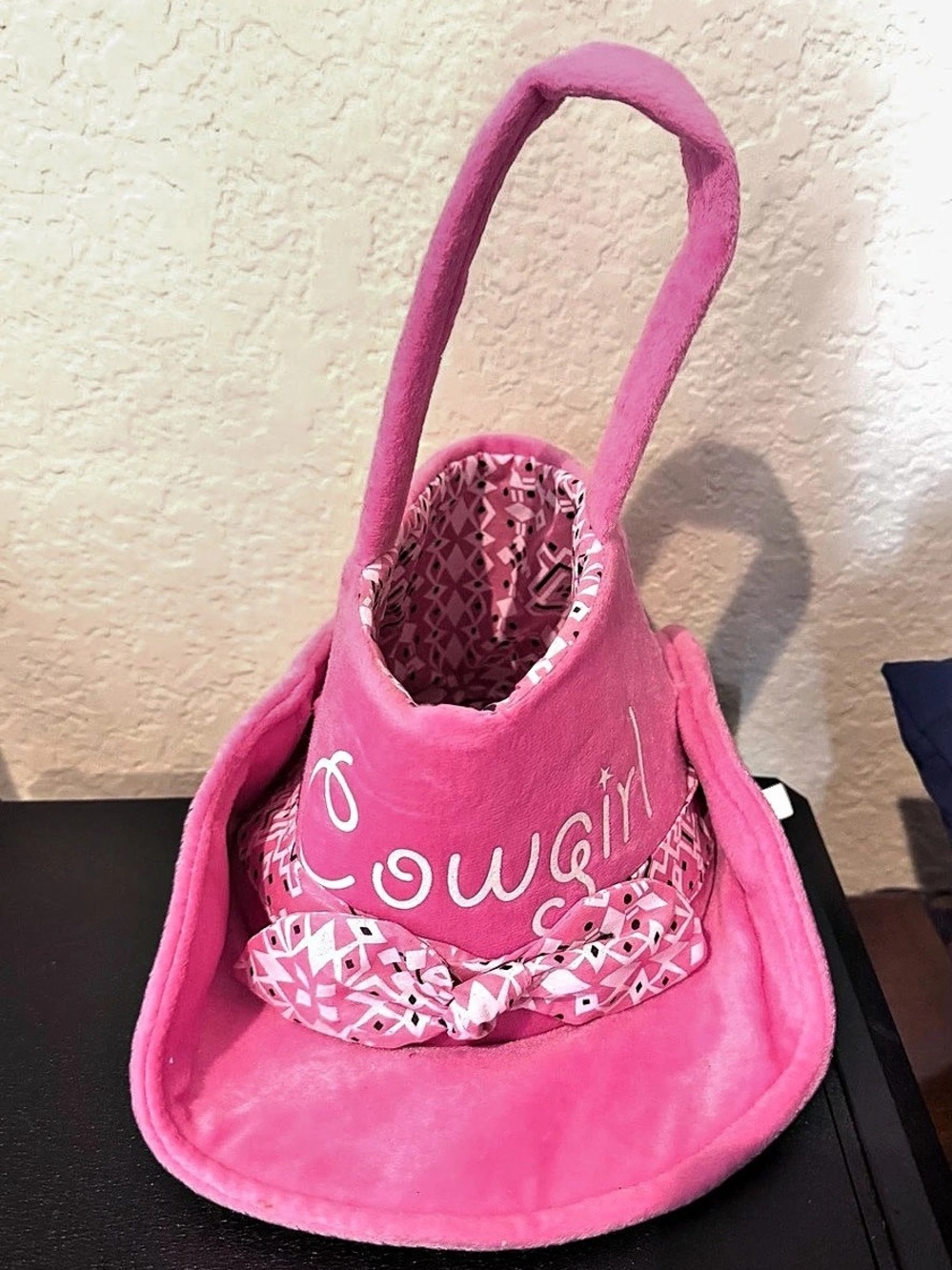 Dandee Cowgirl Pink Plush Halloween Trick Or Treat Bag Bucket